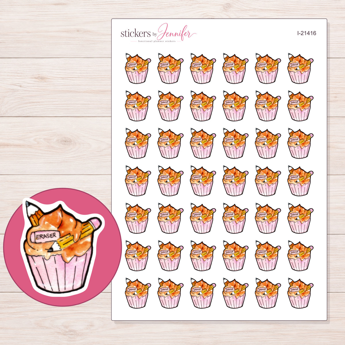 I-21416 planner sticker sheet with enlarged sticker detail