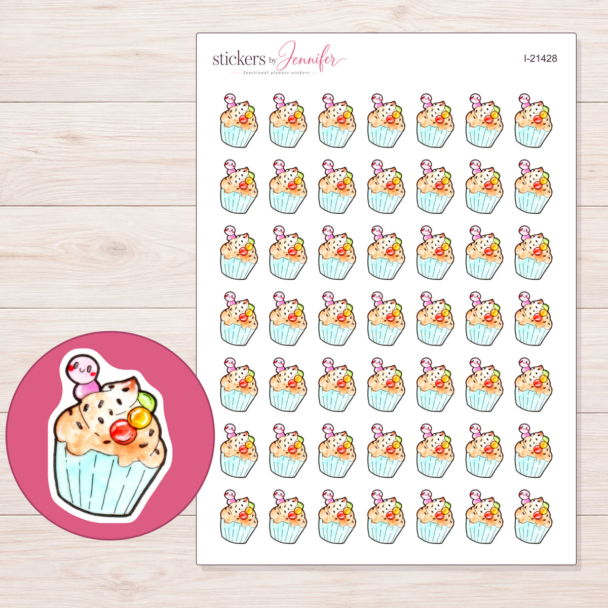 I-21428 planner sticker sheet with enlarged sticker detail