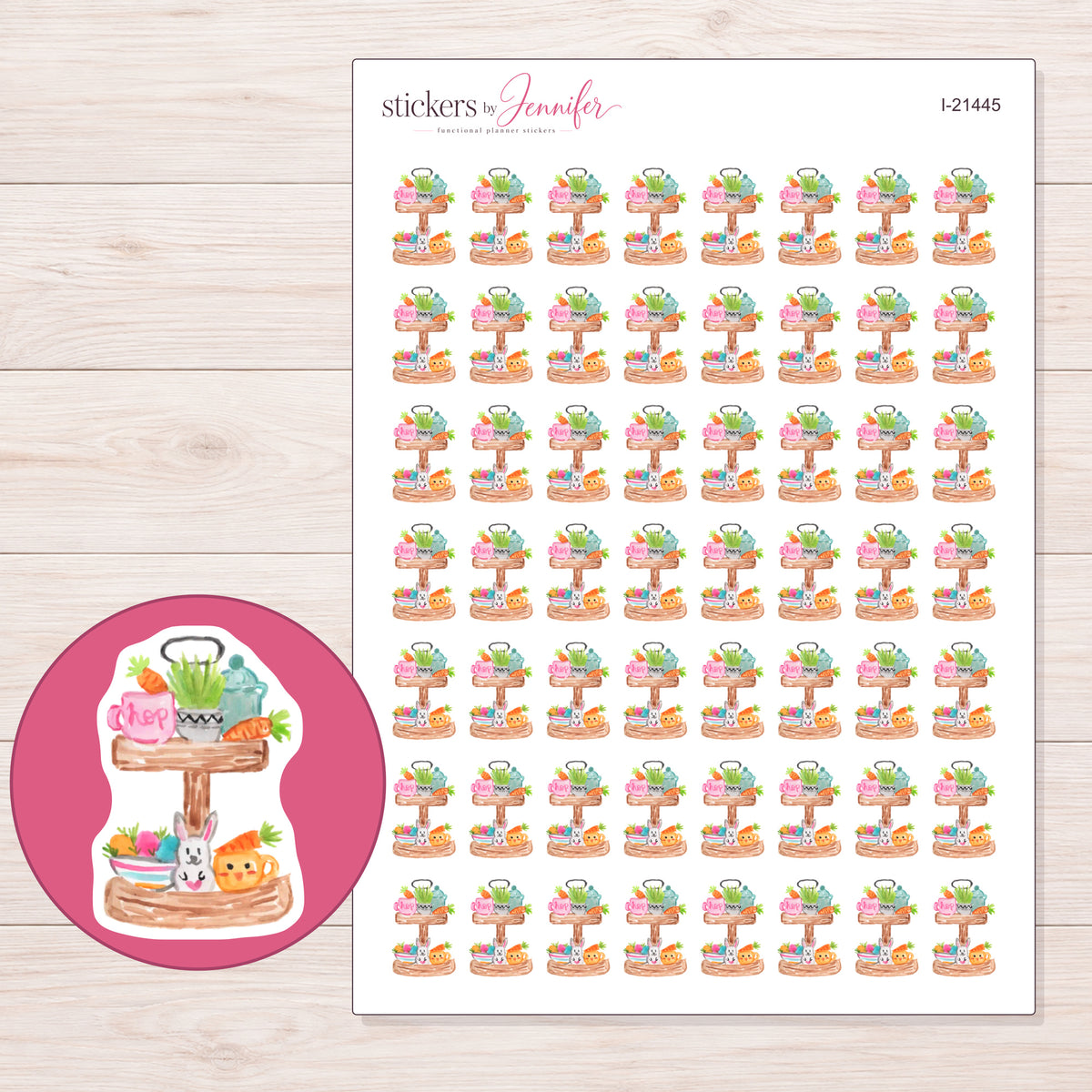 I-21445 planner sticker sheet with enlarged sticker detail