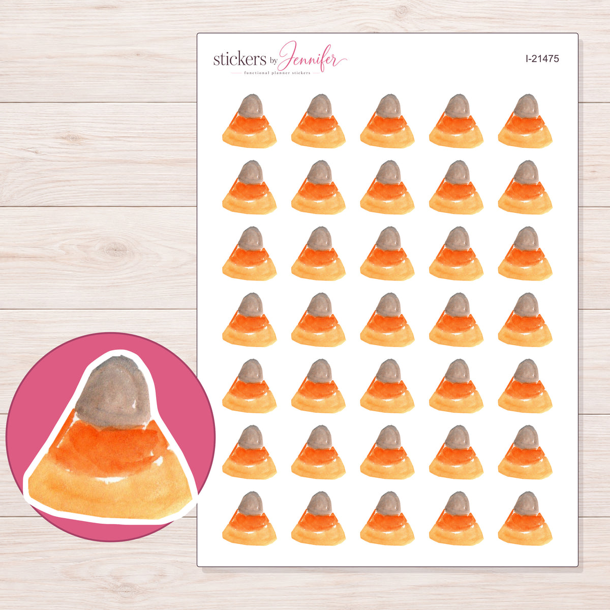 I-21475 planner sticker sheet with enlarged sticker detail