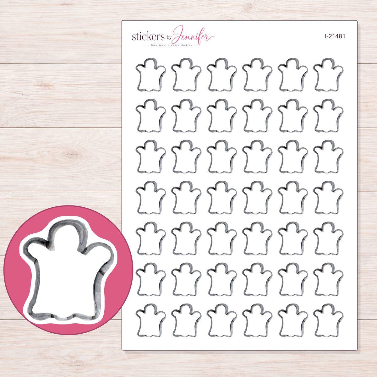 I-21481 planner sticker sheet with enlarged sticker detail