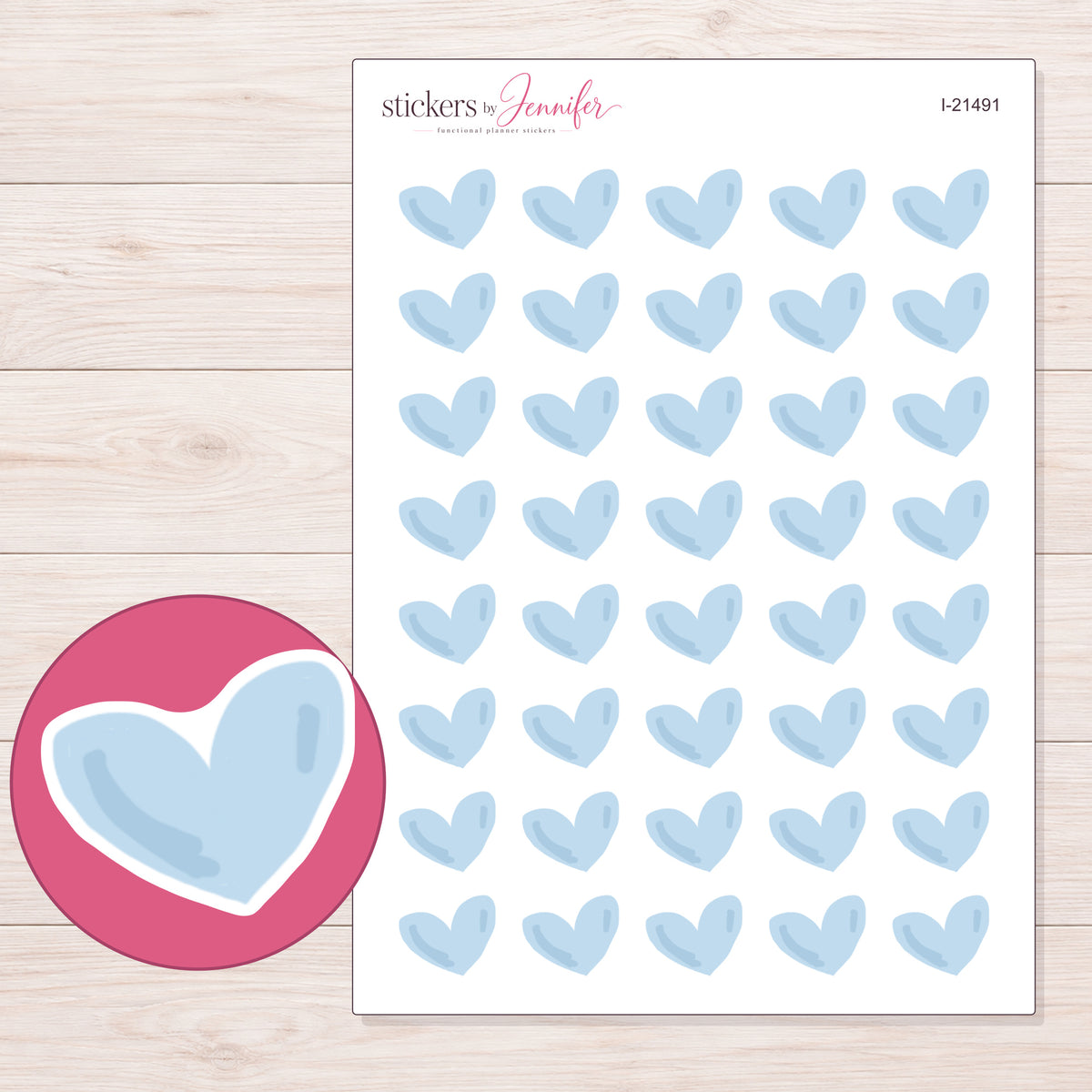 I-21491 planner sticker sheet with enlarged sticker detail