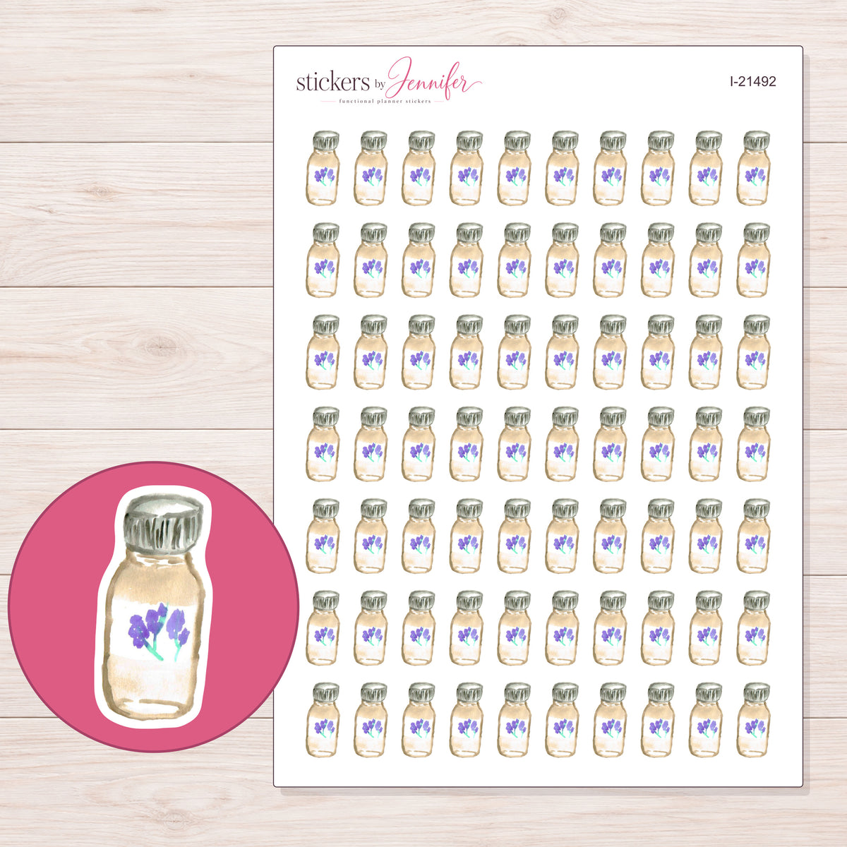 I-21492 planner sticker sheet with enlarged sticker detail