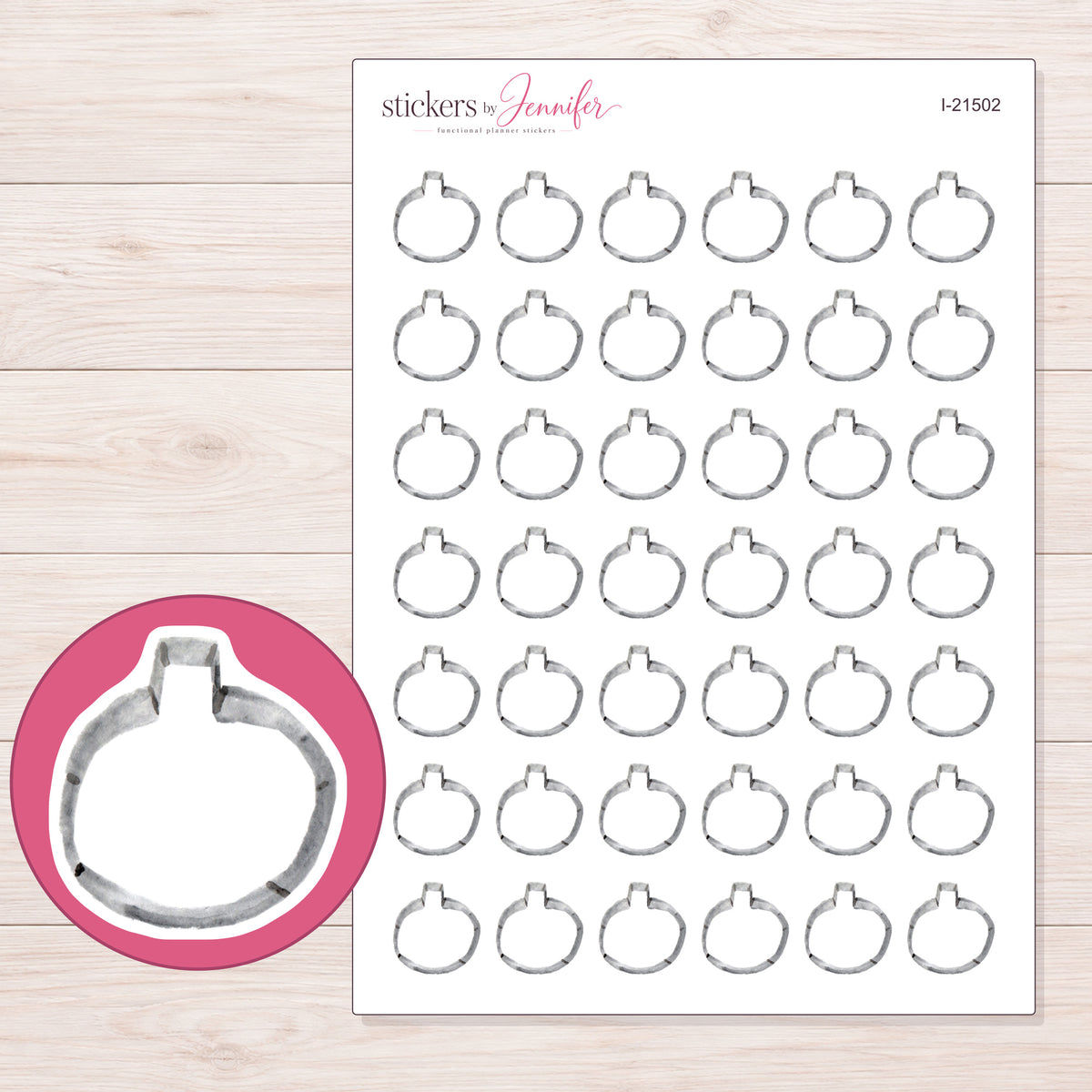 I-21502 planner sticker sheet with enlarged sticker detail