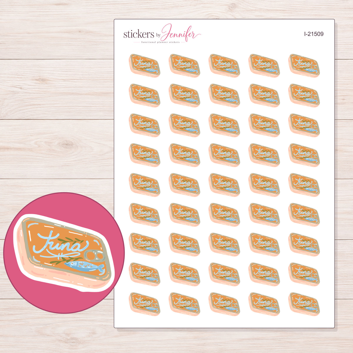 I-21509 planner sticker sheet with enlarged sticker detail
