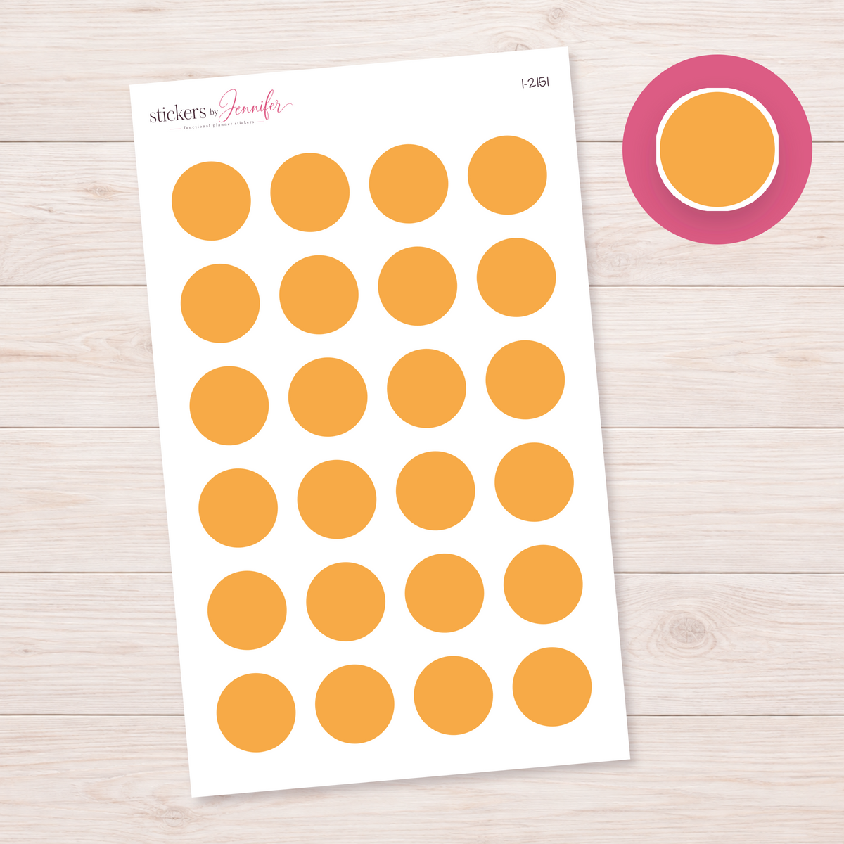 Golden Orange Circle Planner Stickers | I-2151