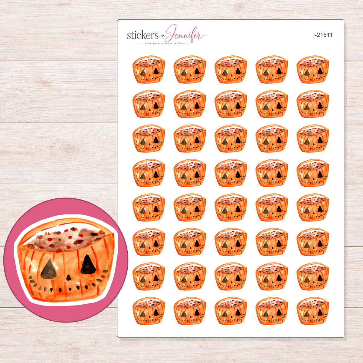 I-21511 planner sticker sheet with enlarged sticker detail