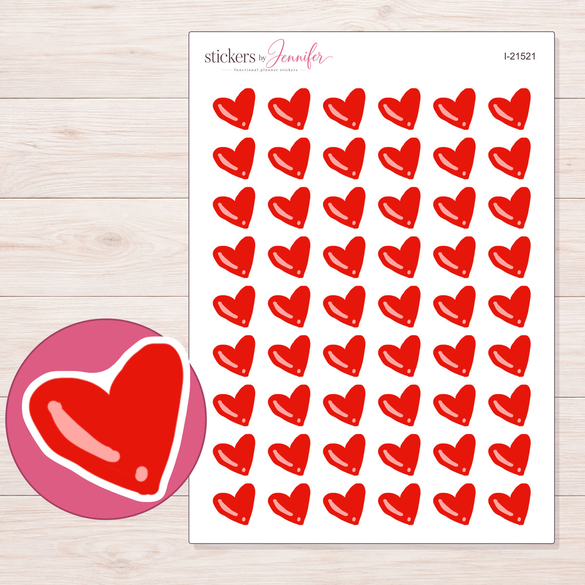 I-21521 planner sticker sheet with enlarged sticker detail