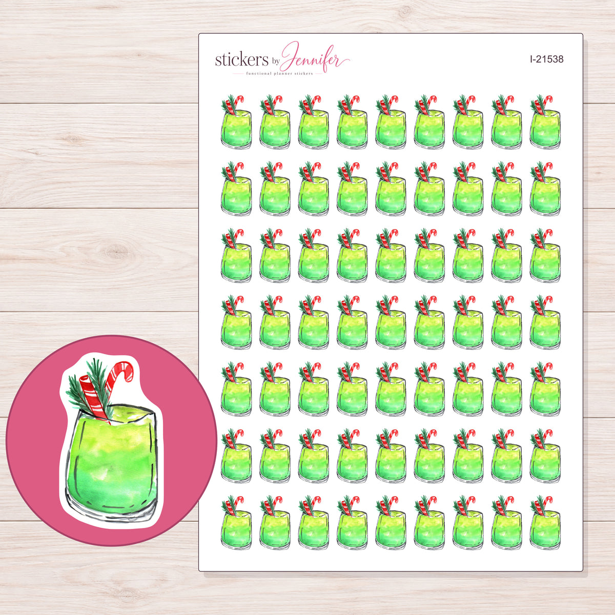 I-21538 planner sticker sheet with enlarged sticker detail
