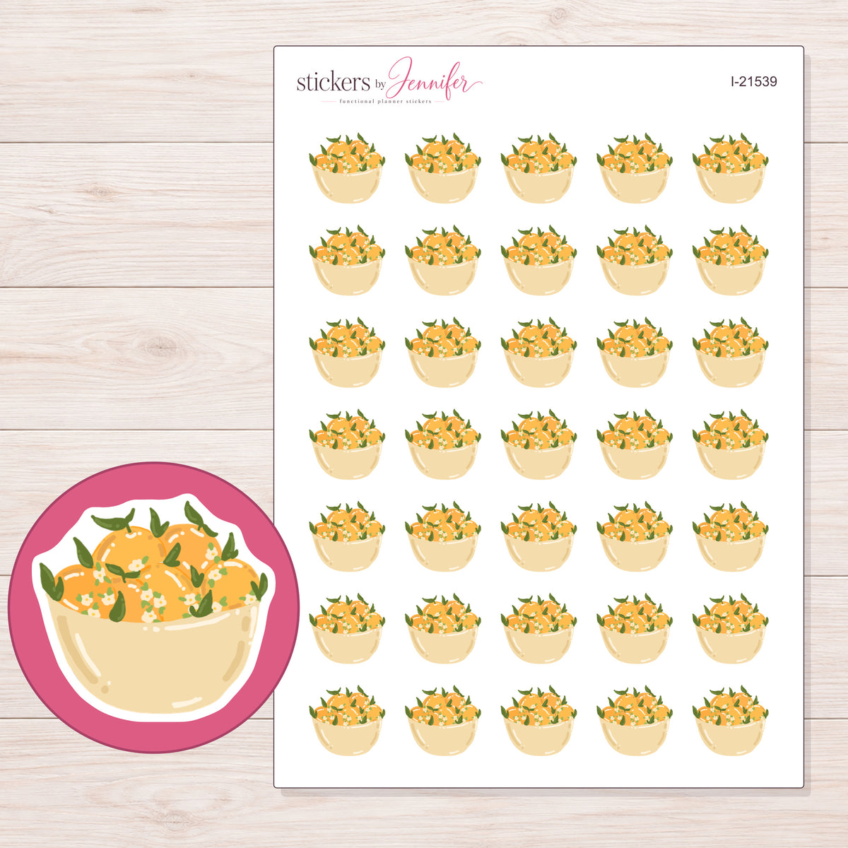 I-21539 planner sticker sheet with enlarged sticker detail