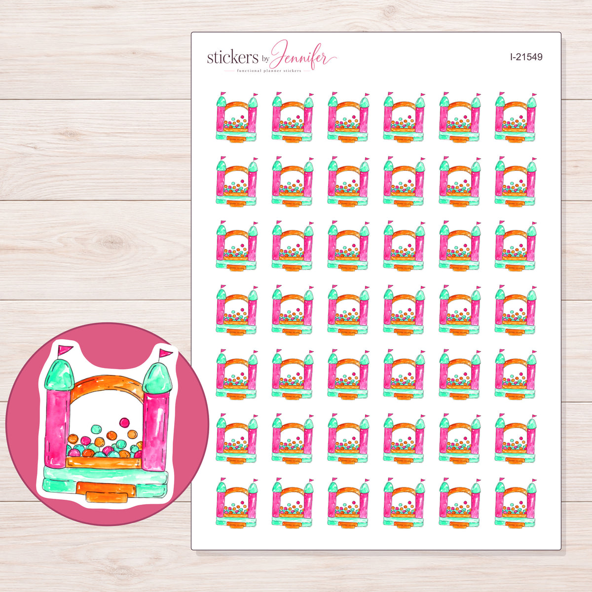 I-21549 planner sticker sheet with enlarged sticker detail