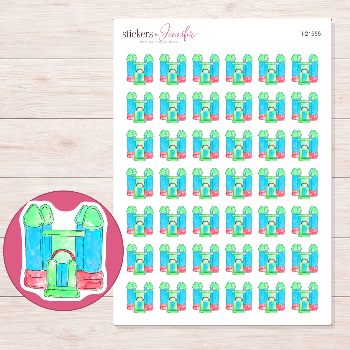 I-21555 planner sticker sheet with enlarged sticker detail