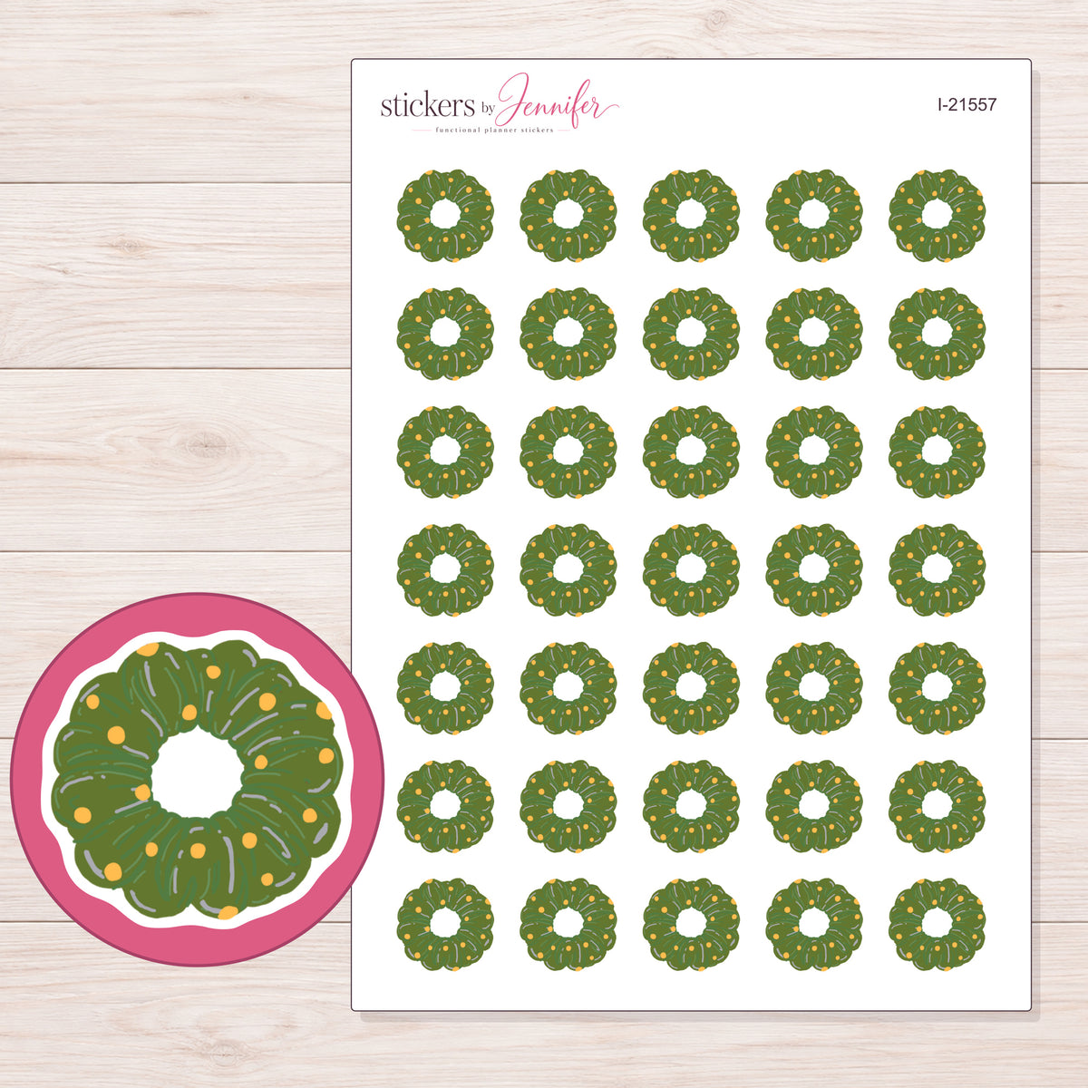 I-21557 planner sticker sheet with enlarged sticker detail