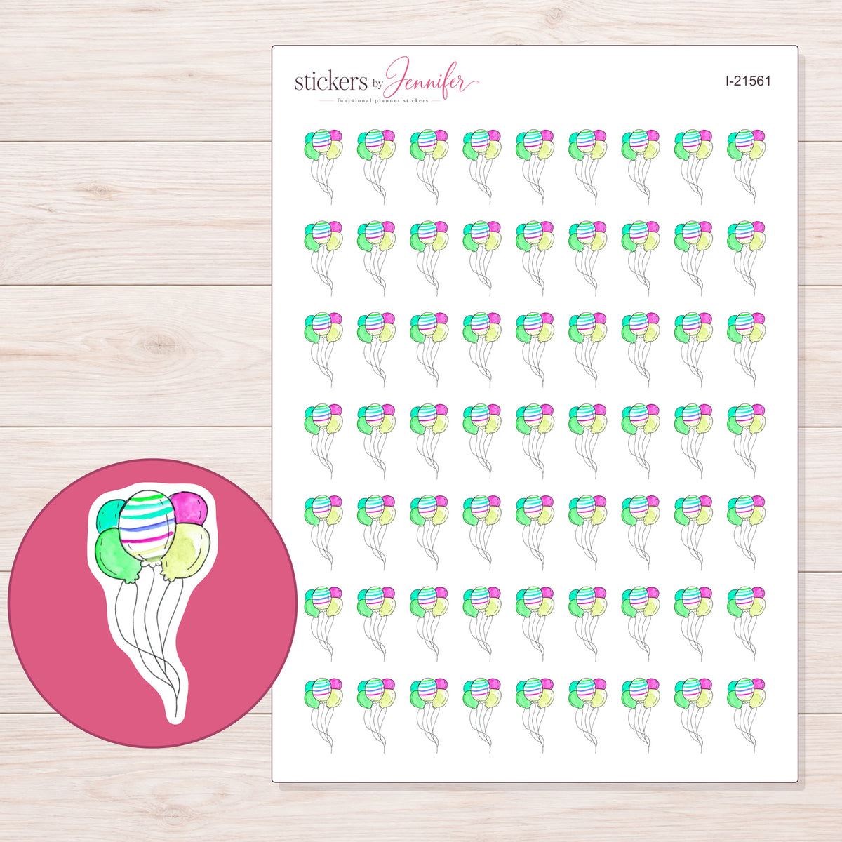 I-21561 planner sticker sheet with enlarged sticker detail