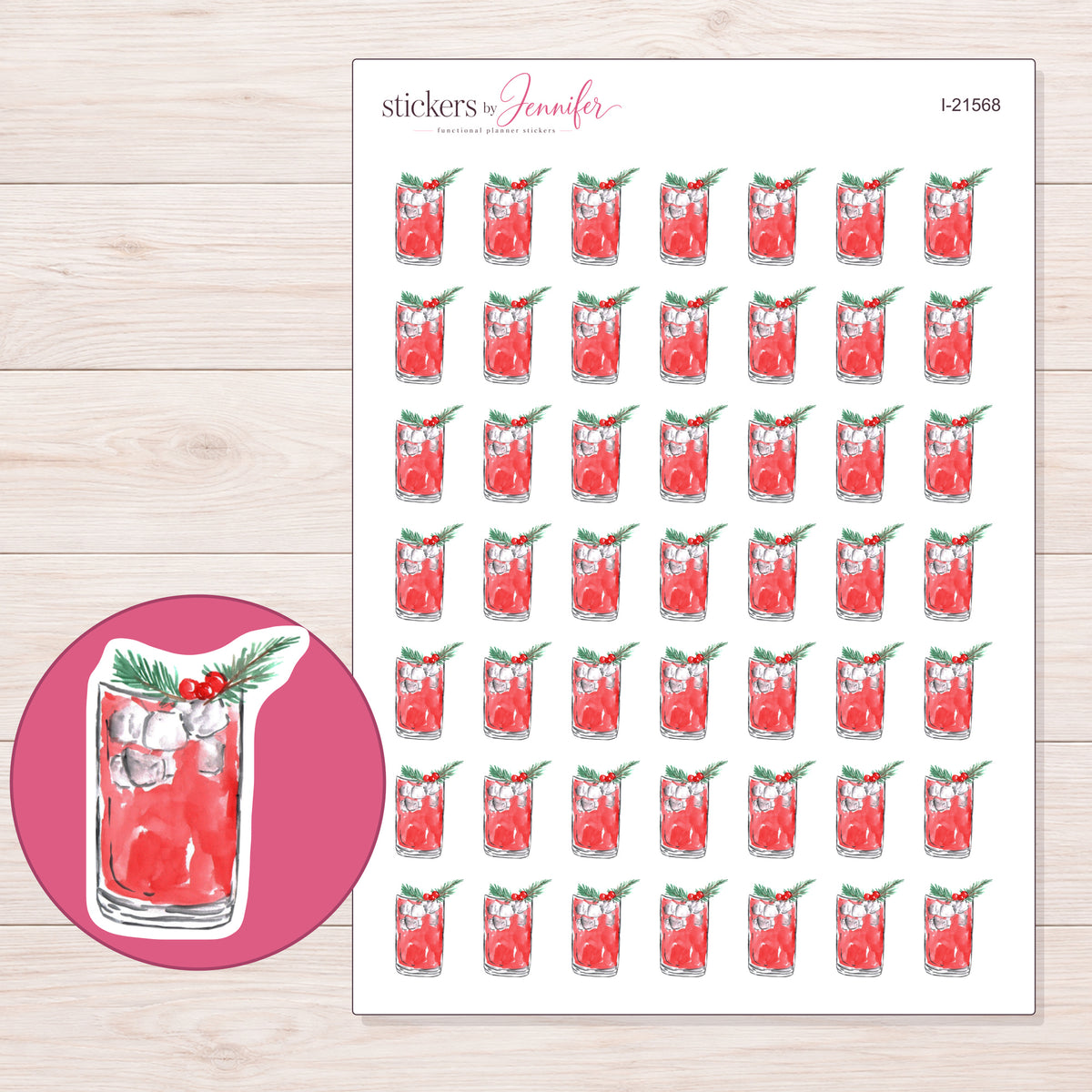 I-21568 planner sticker sheet with enlarged sticker detail