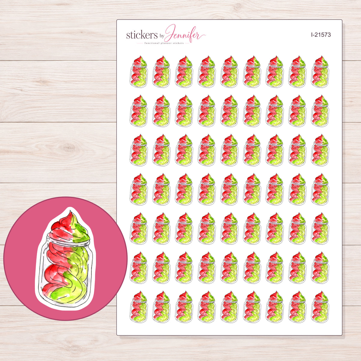 I-21573 planner sticker sheet with enlarged sticker detail