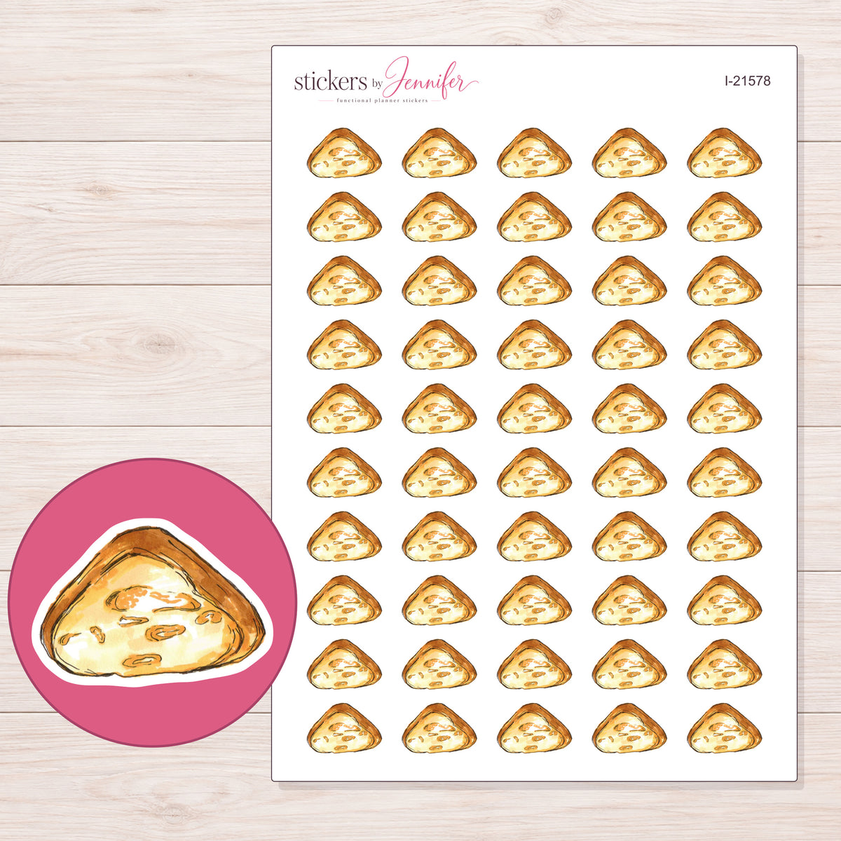 I-21578 planner sticker sheet with enlarged sticker detail