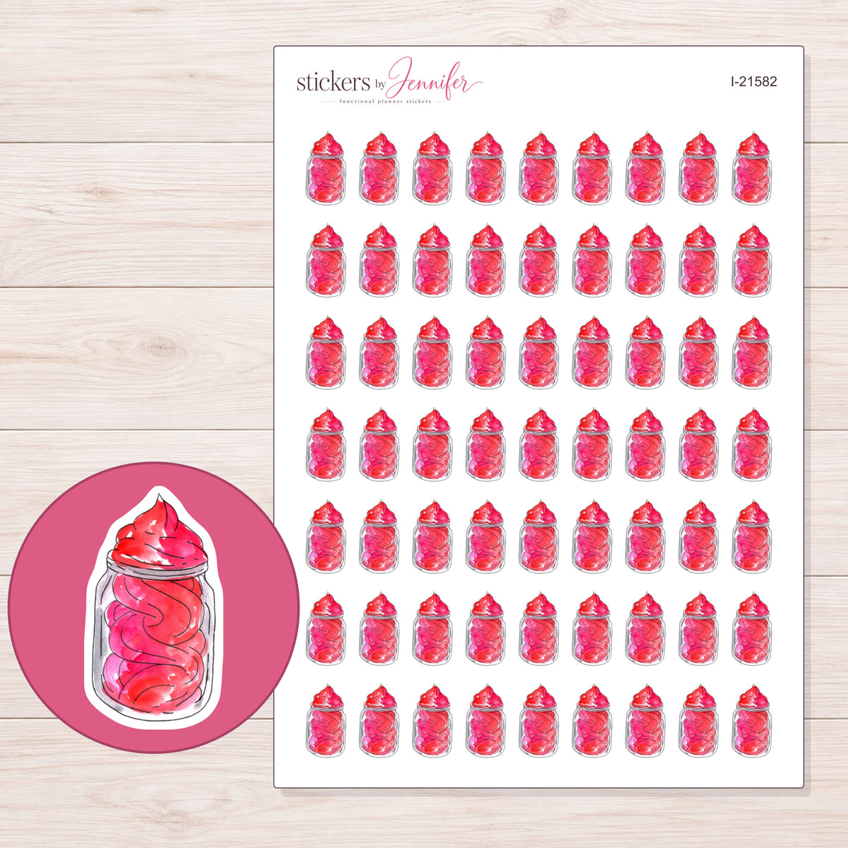 I-21582 planner sticker sheet with enlarged sticker detail