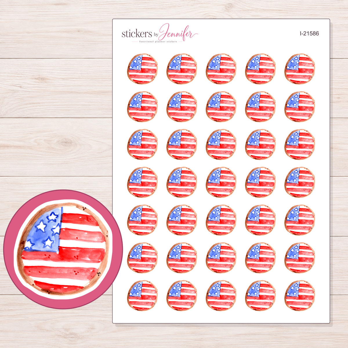 I-21586 planner sticker sheet with enlarged sticker detail