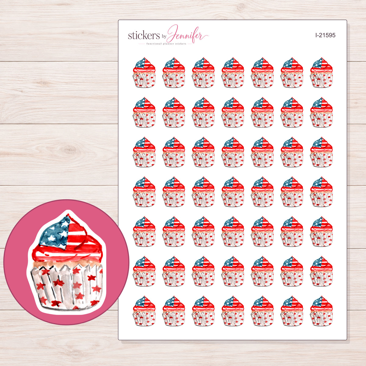 I-21595 planner sticker sheet with enlarged sticker detail