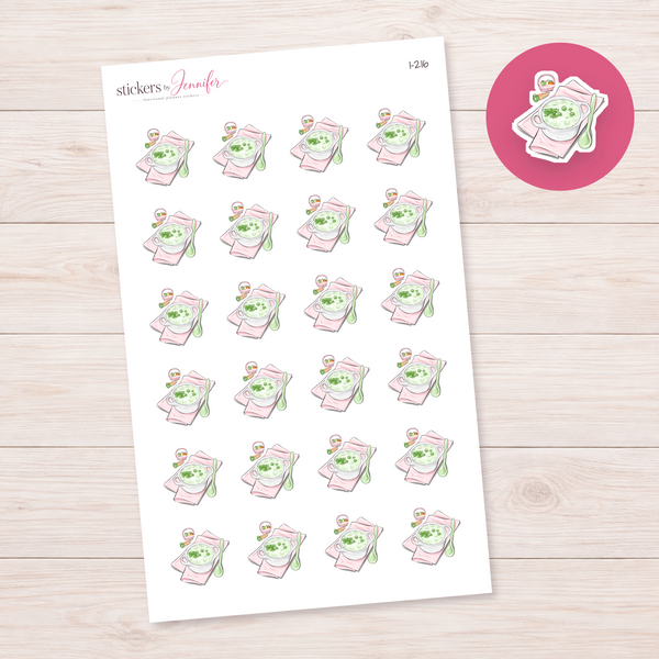 Soup with Pink Napkin Planner Stickers | I-216