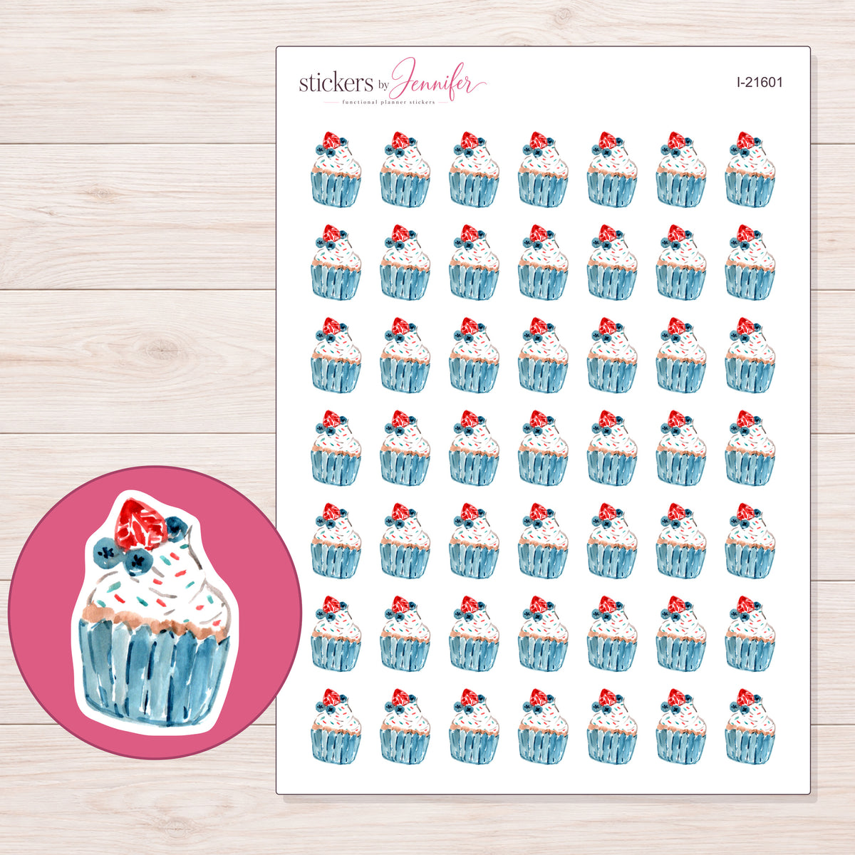 I-21601 planner sticker sheet with enlarged sticker detail