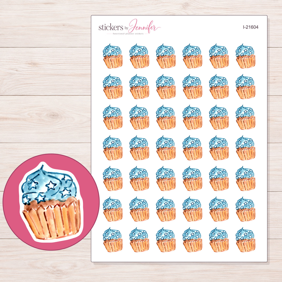 I-21604 planner sticker sheet with enlarged sticker detail