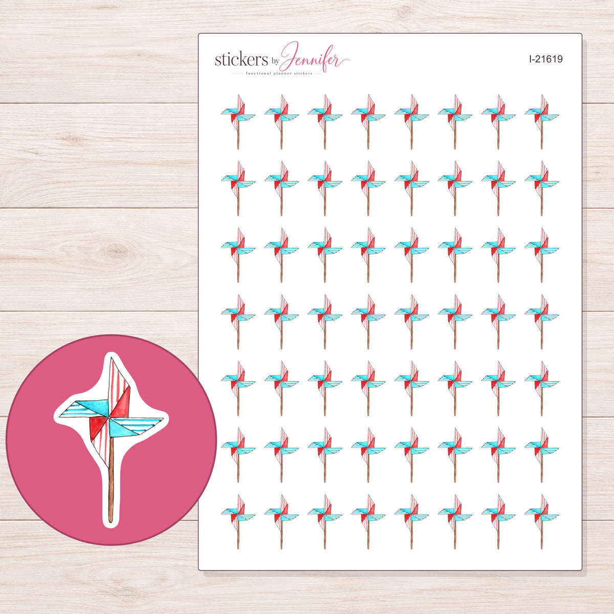 I-21619 planner sticker sheet with enlarged sticker detail