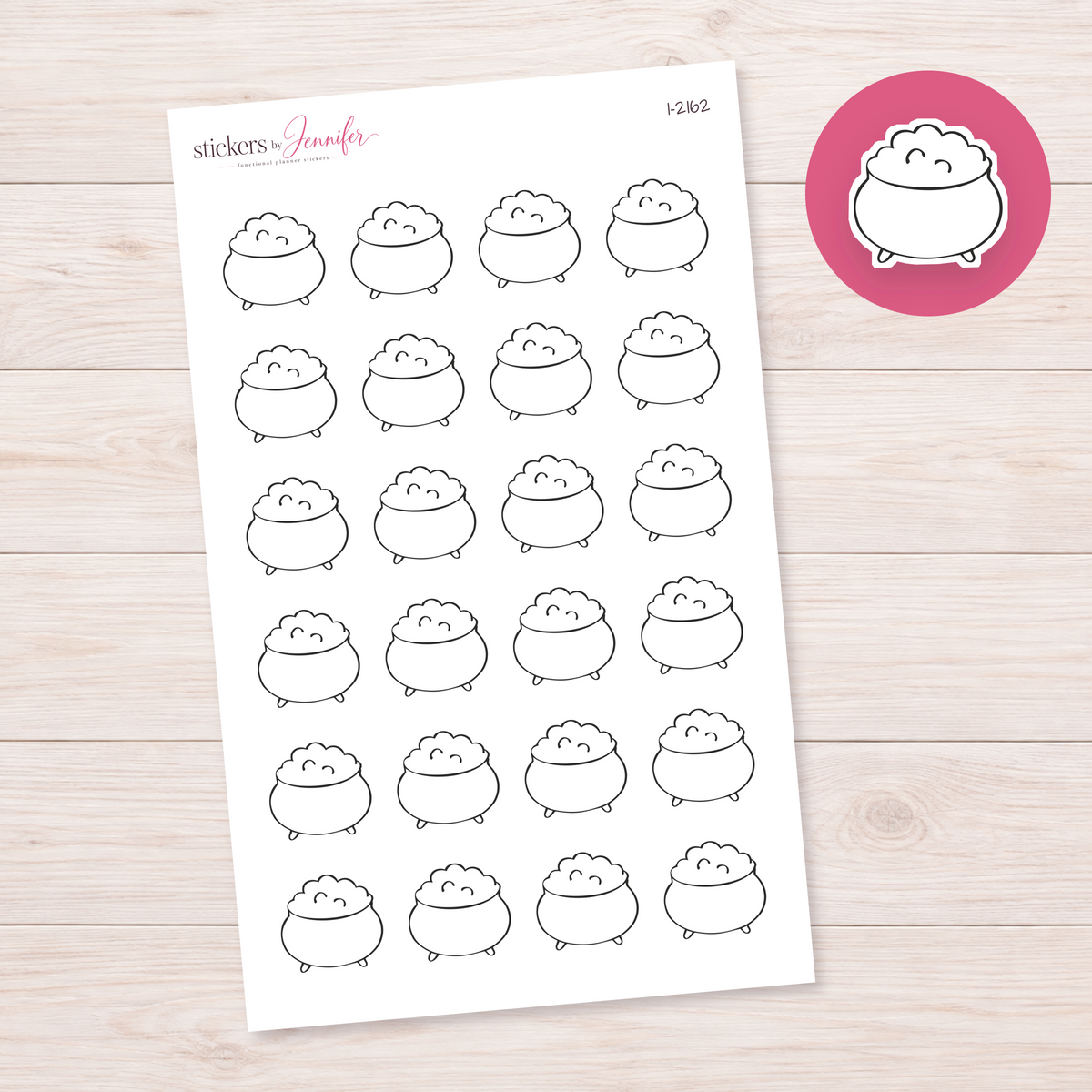 Outline Bubbling Cauldron Planner Stickers | I-2162