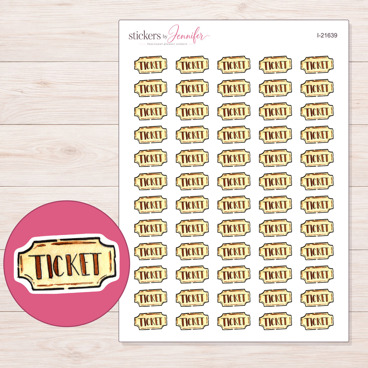 I-21639 planner sticker sheet with enlarged sticker detail