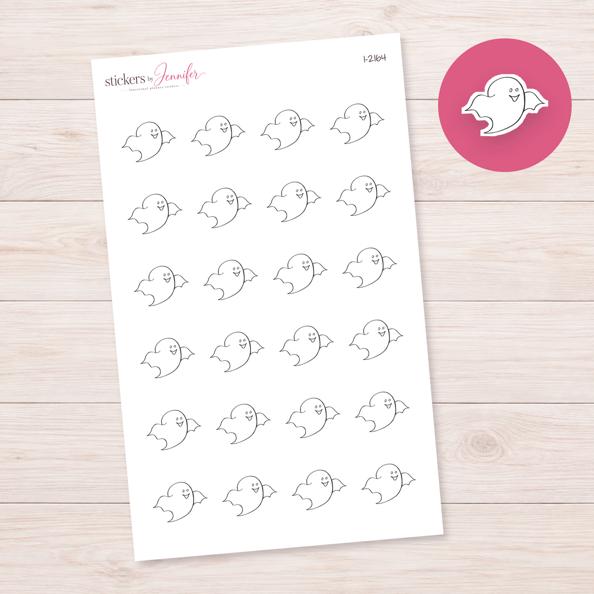 Outline Happy Ghost Planner Stickers | I-2164