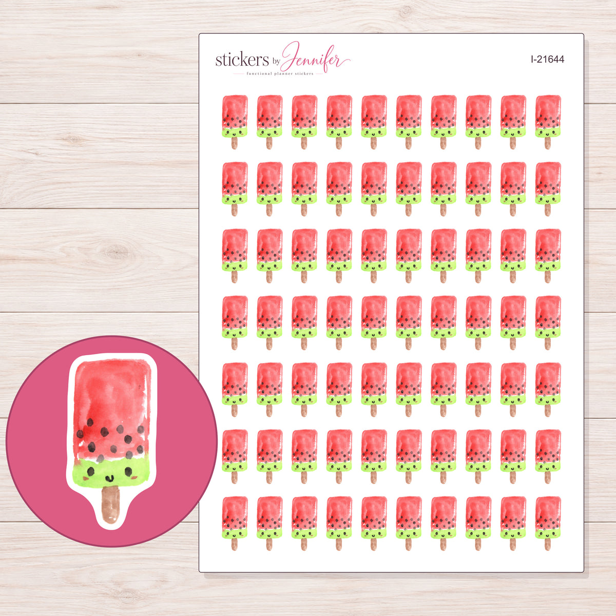 I-21644 planner sticker sheet with enlarged sticker detail