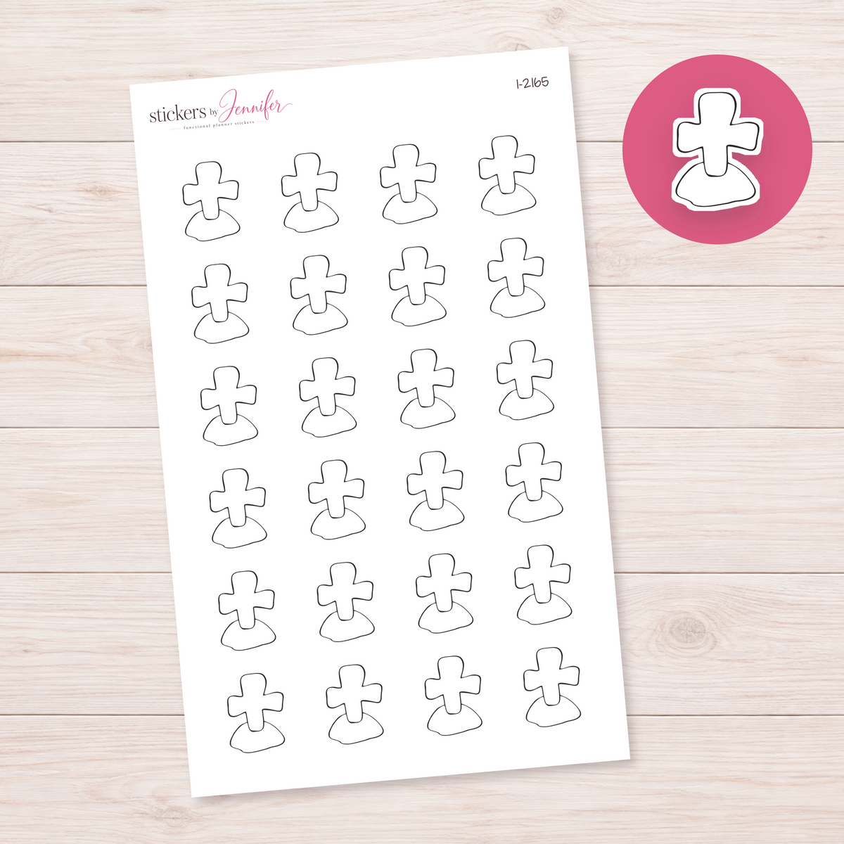 Outline Cross Gravestone Planner Stickers | I-2165