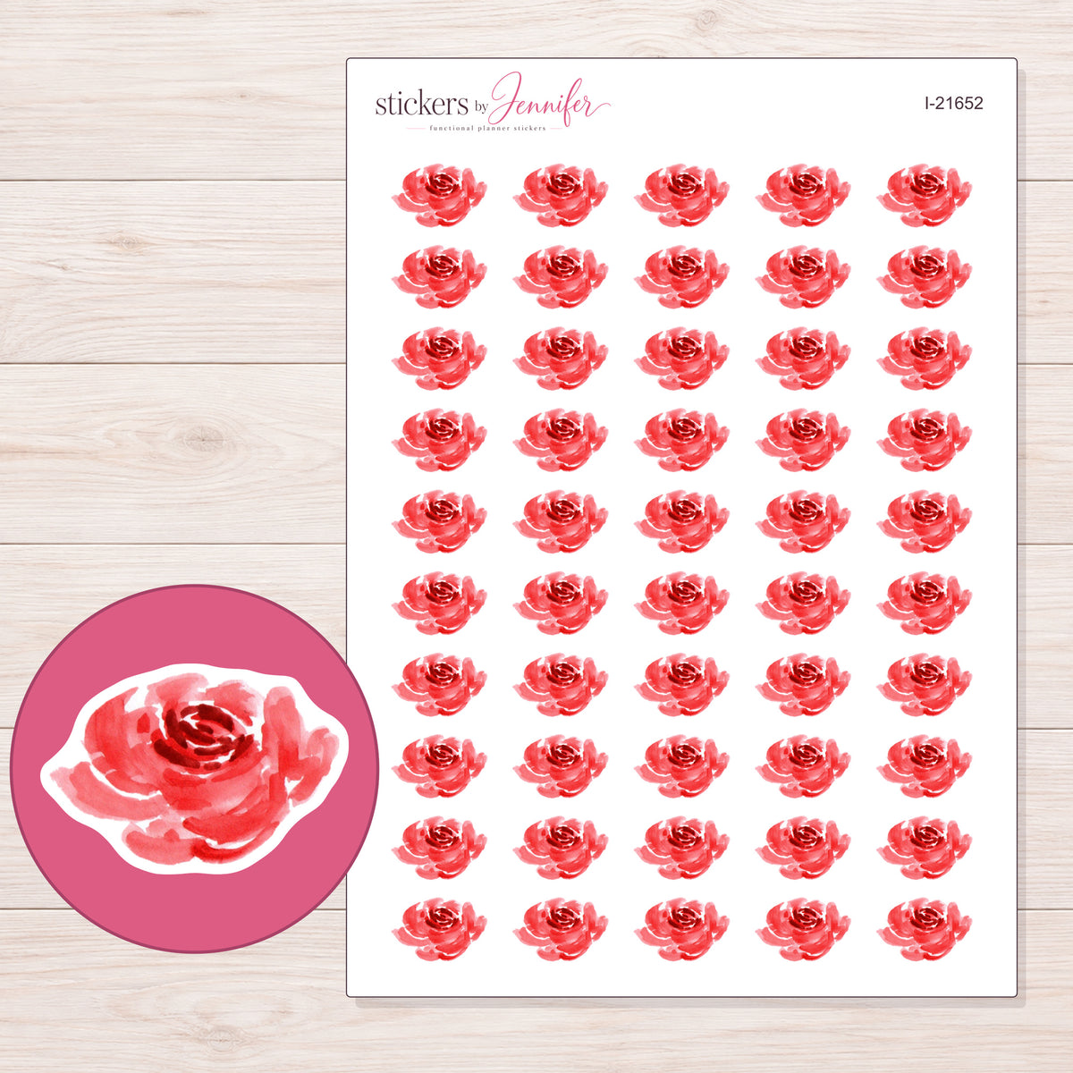 I-21652 planner sticker sheet with enlarged sticker detail