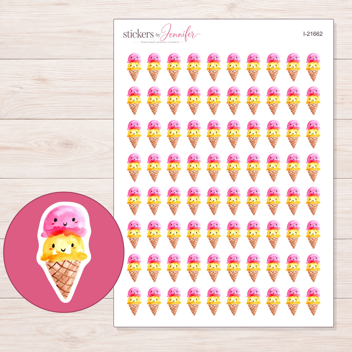 I-21662 planner sticker sheet with enlarged sticker detail