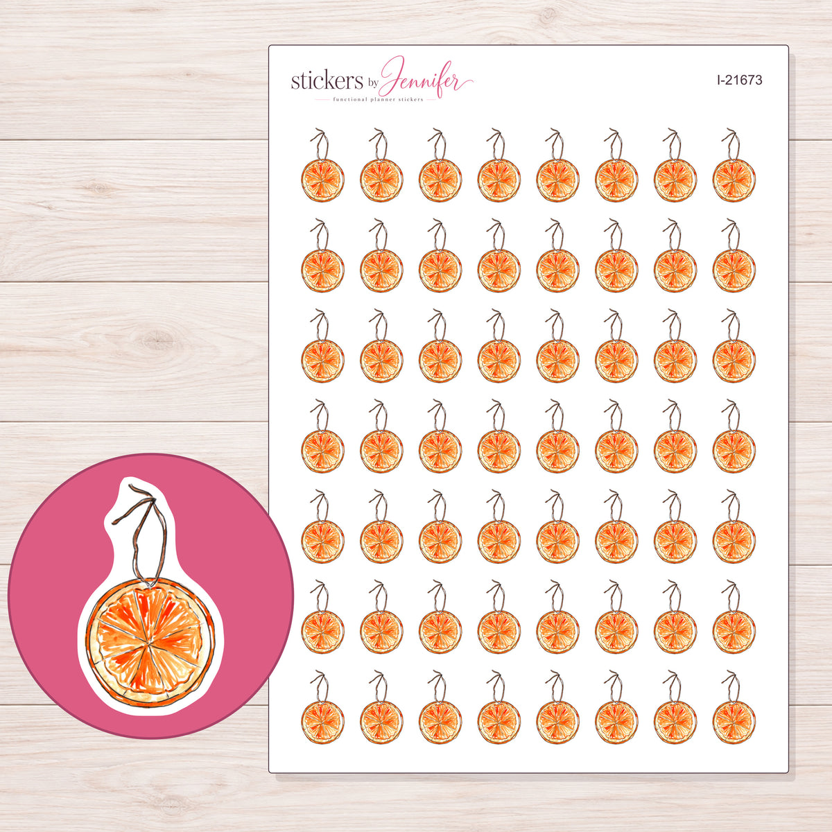 I-21673 planner sticker sheet with enlarged sticker detail