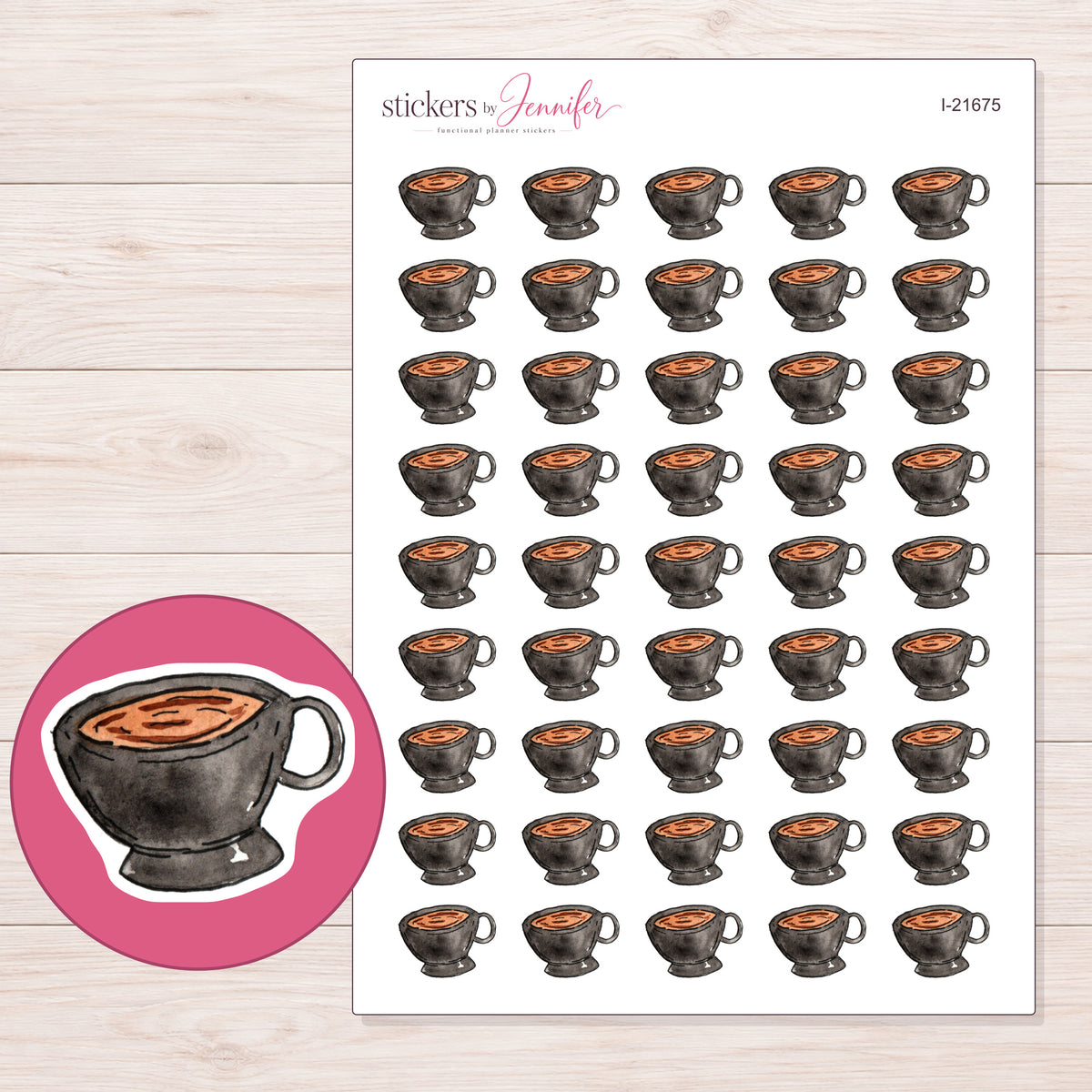 I-21675 planner sticker sheet with enlarged sticker detail