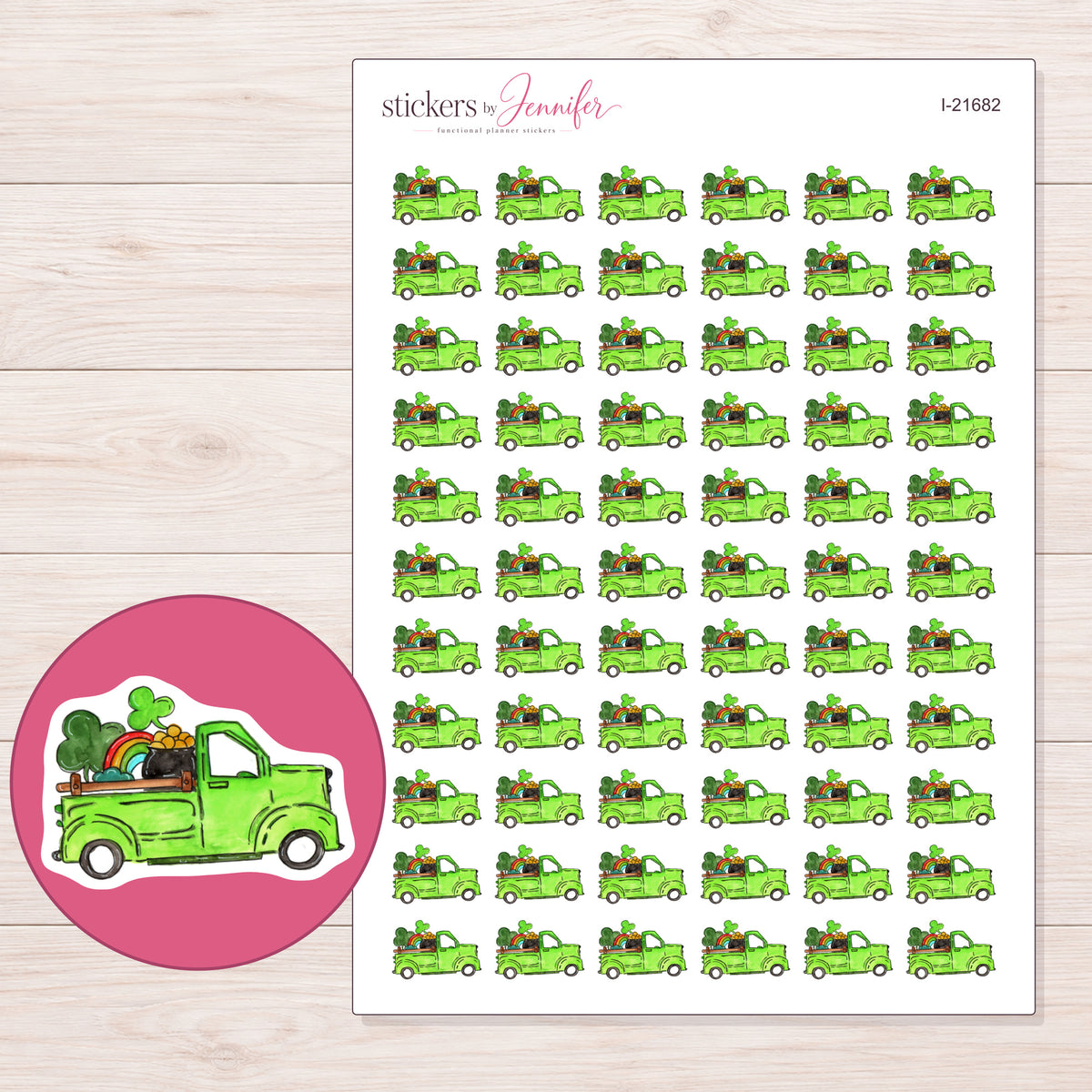 I-21682 planner sticker sheet with enlarged sticker detail