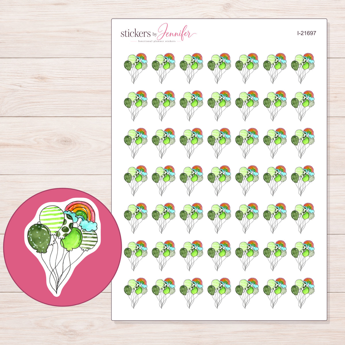 I-21697 planner sticker sheet with enlarged sticker detail