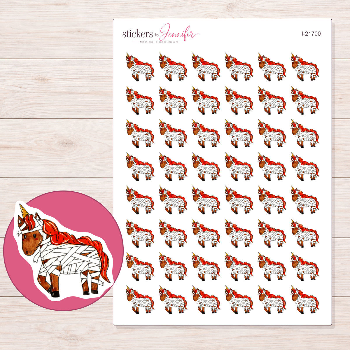 I-21700 planner sticker sheet with enlarged sticker detail