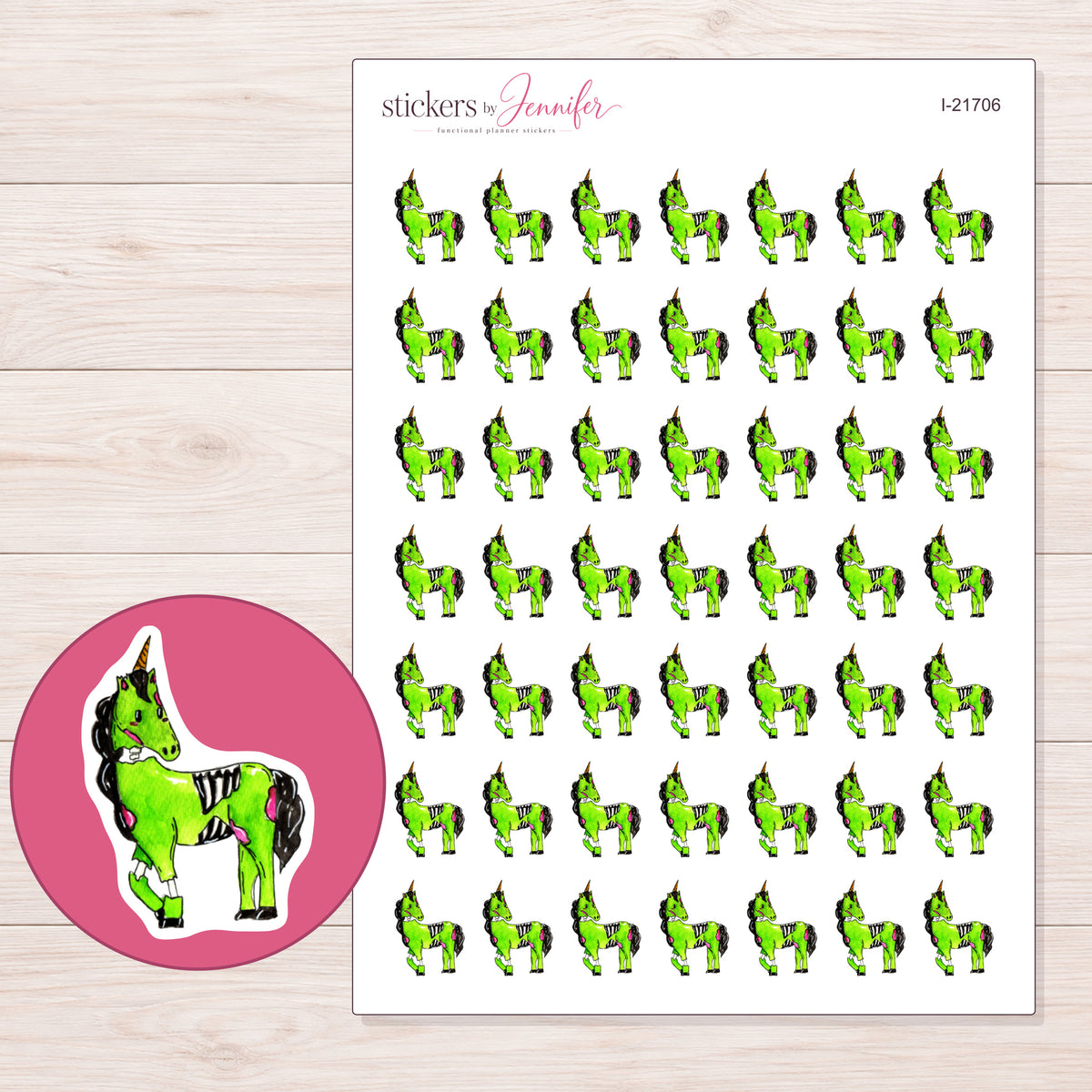 I-21706 planner sticker sheet with enlarged sticker detail