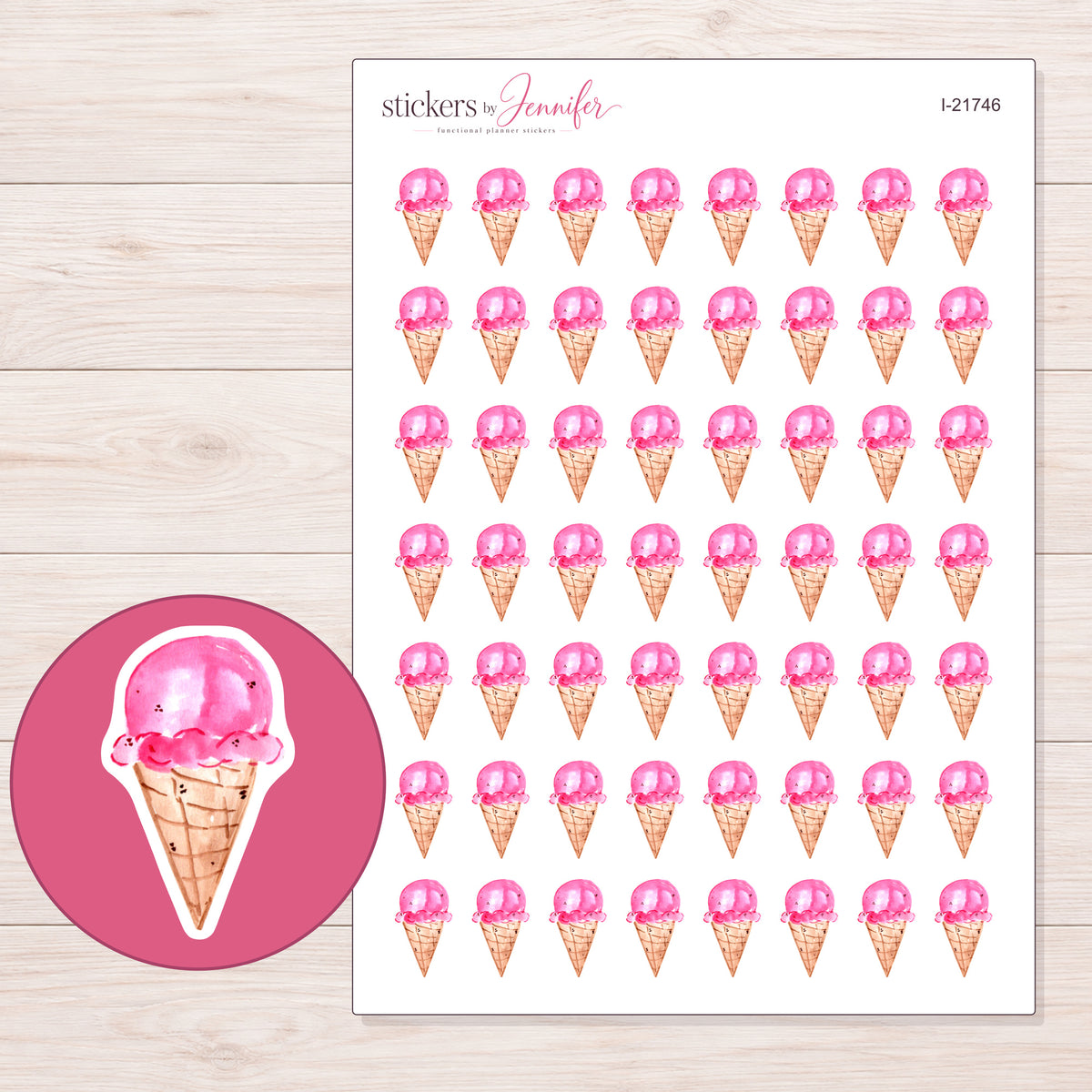 I-21746 planner sticker sheet with enlarged sticker detail