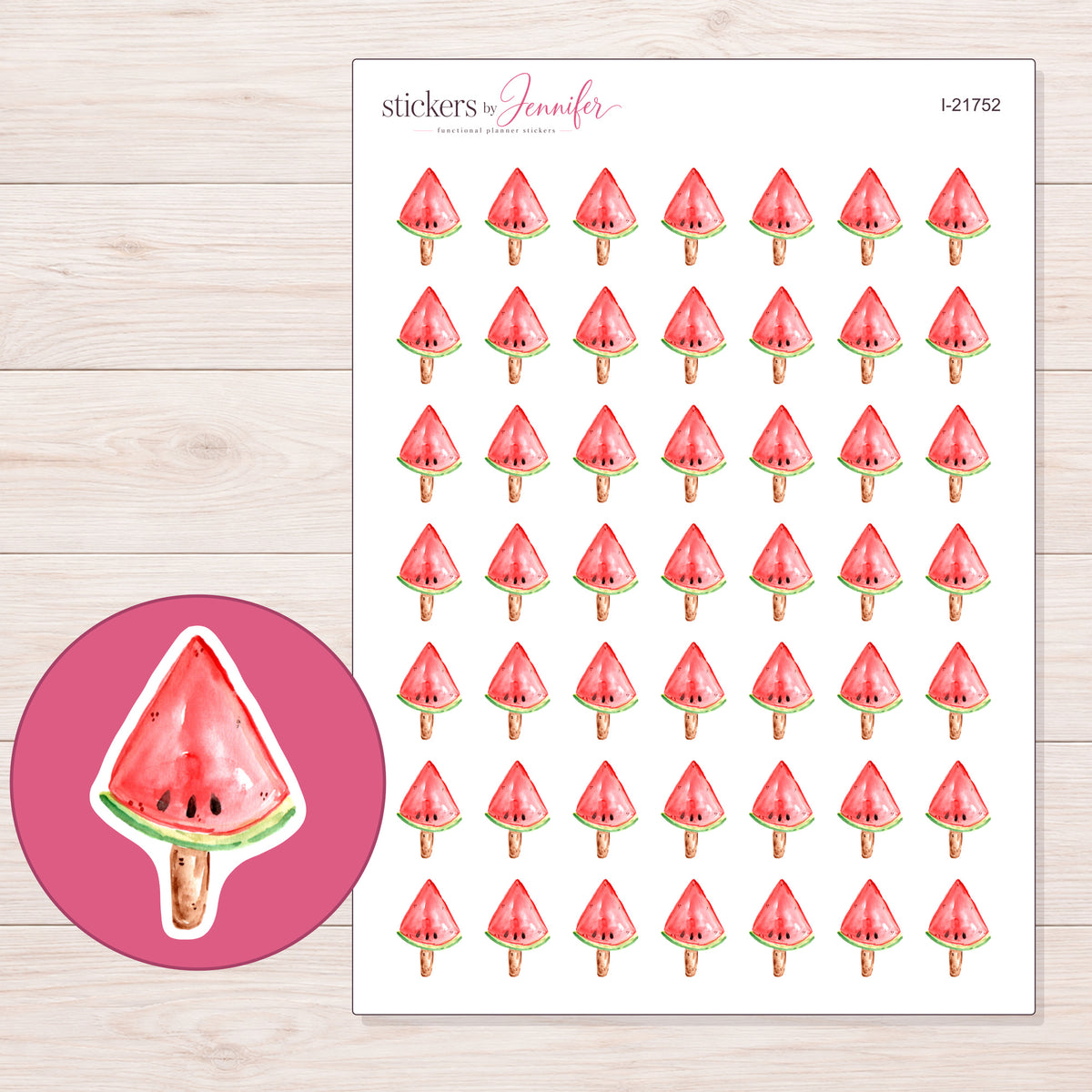 I-21752 planner sticker sheet with enlarged sticker detail