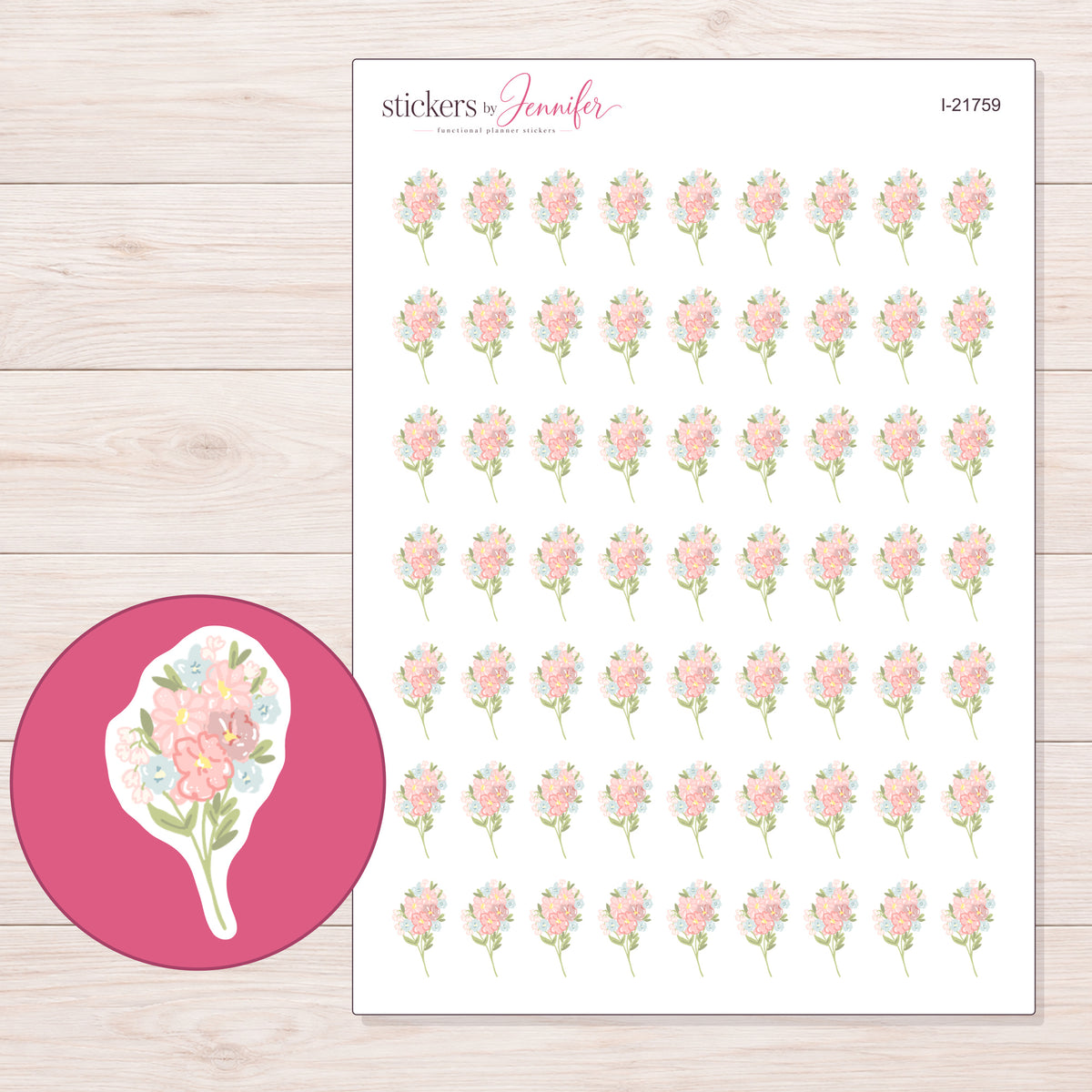 I-21759 planner sticker sheet with enlarged sticker detail