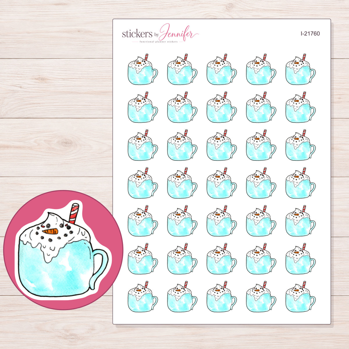 I-21760 planner sticker sheet with enlarged sticker detail