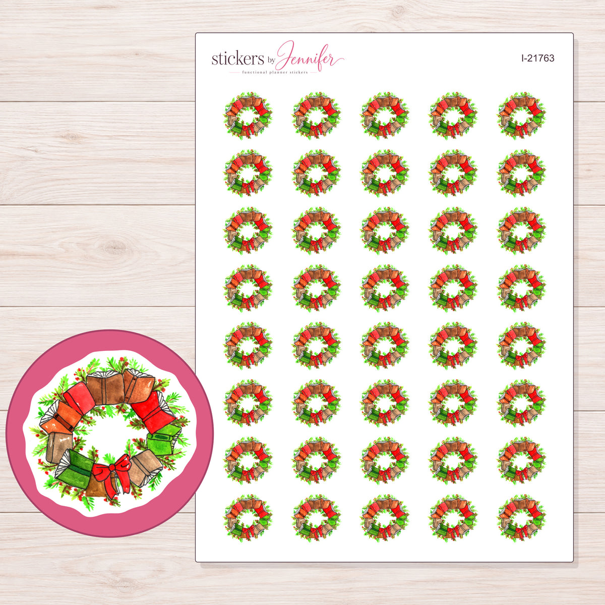 I-21763 planner sticker sheet with enlarged sticker detail