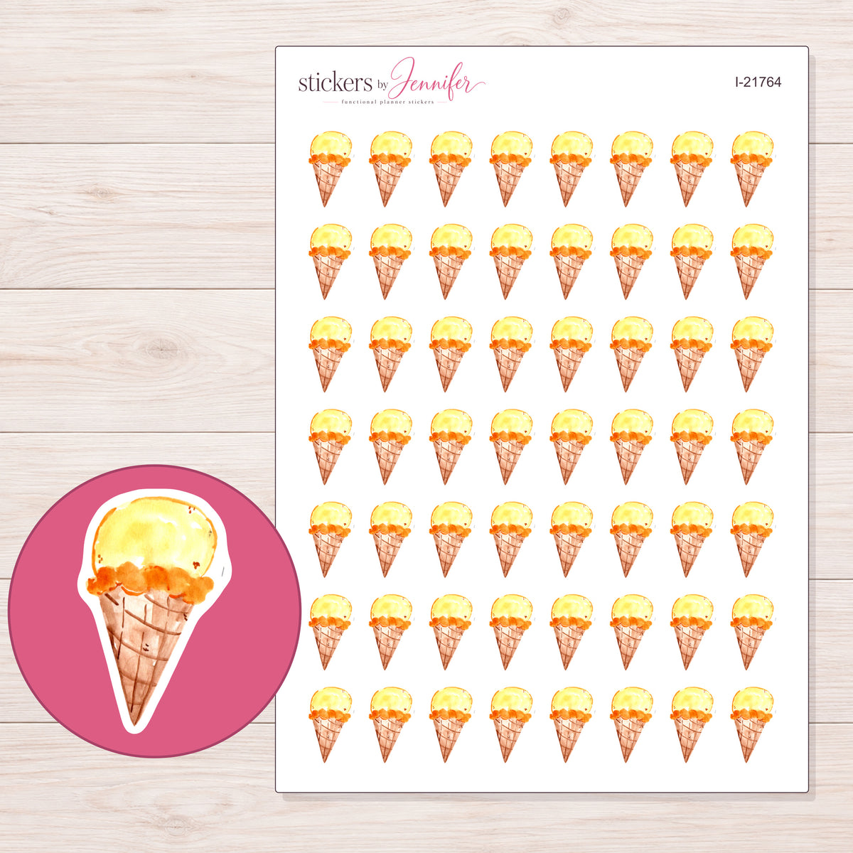 I-21764 planner sticker sheet with enlarged sticker detail
