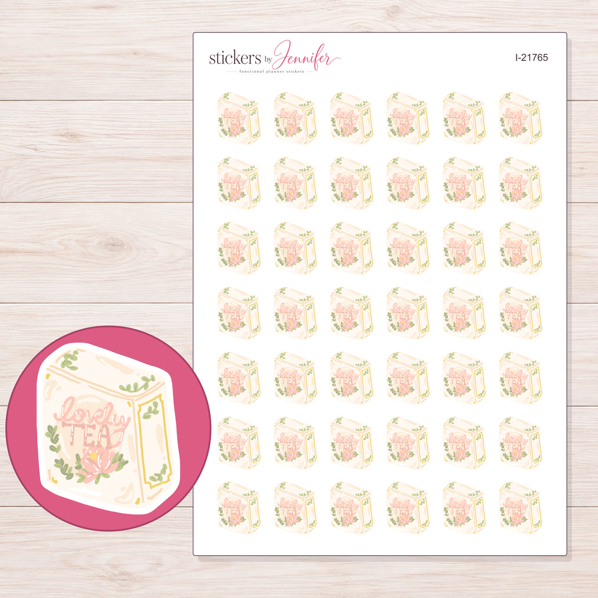 I-21765 planner sticker sheet with enlarged sticker detail