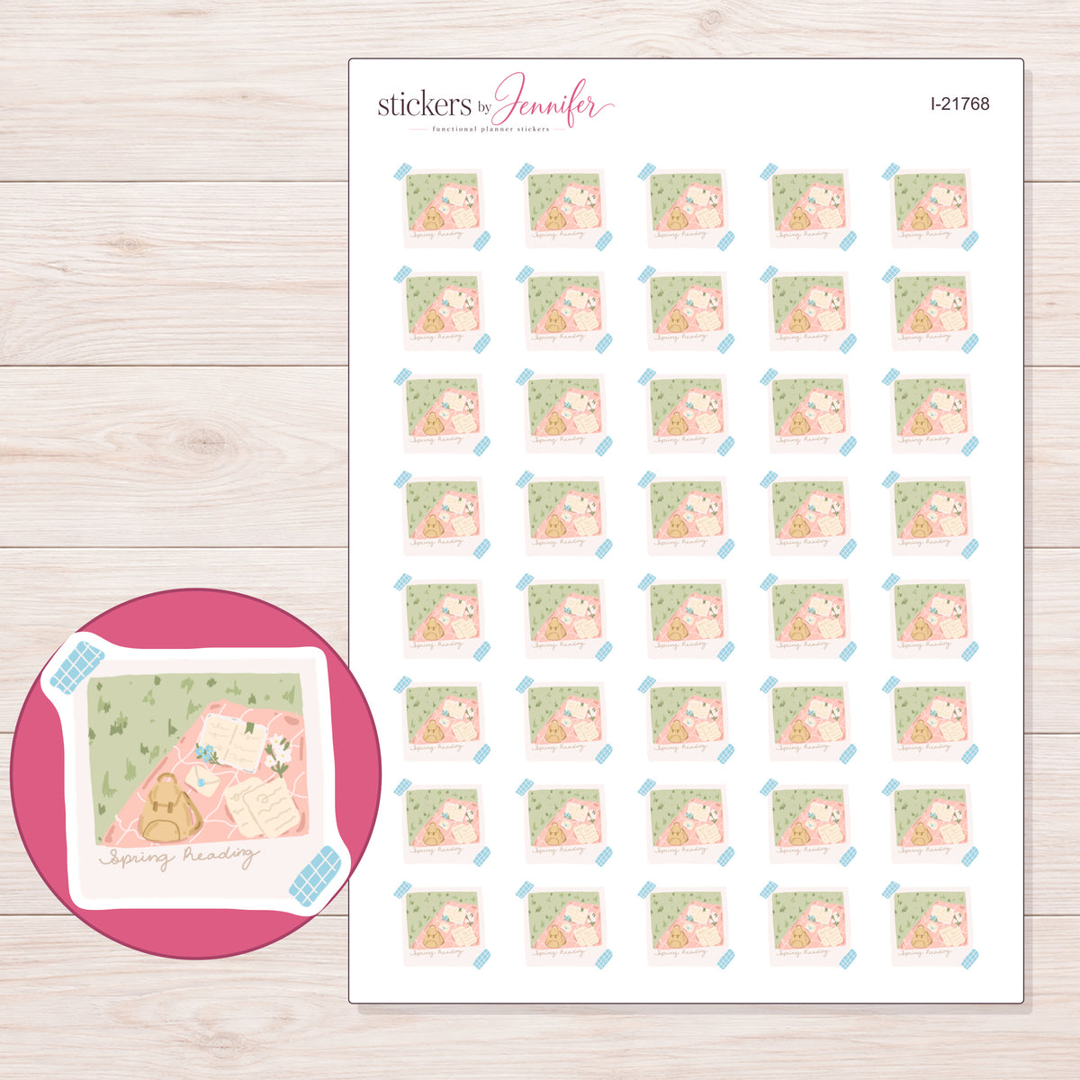 I-21768 planner sticker sheet with enlarged sticker detail