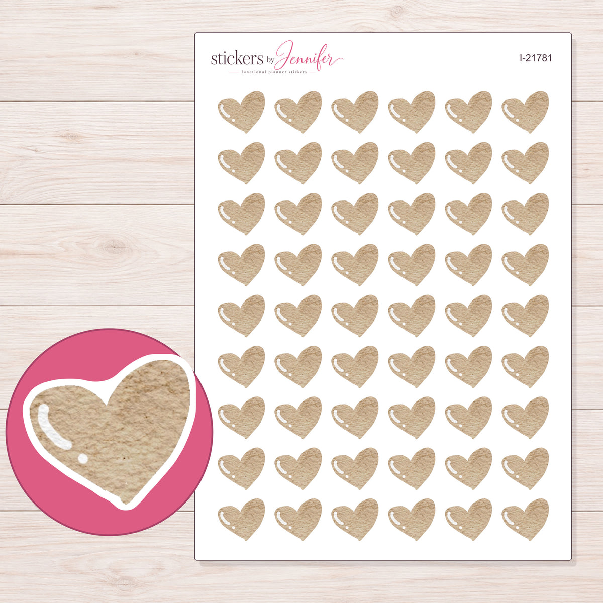 I-21781 planner sticker sheet with enlarged sticker detail